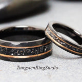 Hammered Meteorite Ring Set