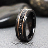 Hammered Meteorite Ring Set