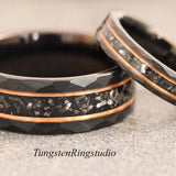 Hammered Meteorite Ring Set