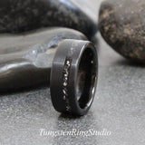 Meteorite Brushed BlackTungsten Carbide Ring 6mm