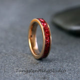 Red Ruby Rose Gold Tungsten Carbide Ring 4mm 6 mm 8mm (Copy)