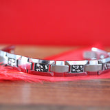 Meteorite Silver Leaves Bracelet  Silver Gray Tungsten Carbide