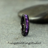 Amethyst Purple Black Tungsten Carbide Ring 4mm 6 mm 8mm