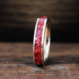 Red Ruby Rose Gold Tungsten Carbide Ring 4mm 6 mm 8mm (Copy)