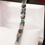 Black Alexandrite Bracelet Silver Gray Tungsten Carbide