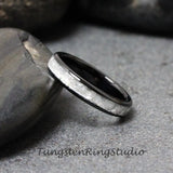 Diamond Dust Ring Black Polish Tungsten Carbide Ring