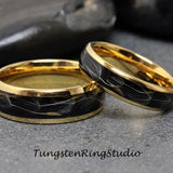 6mm Dandelion Seed Yellow Gold Polish Tungsten Carbide Ring