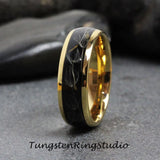 Dandelion Seed Gold Tungsten Carbide Ring Set