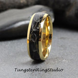 6mm Dandelion Seed Yellow Gold Polish Tungsten Carbide Ring