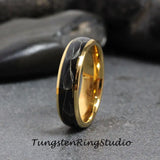 6mm Dandelion Seed Yellow Gold Polish Tungsten Carbide Ring