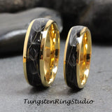 Dandelion Seed Gold Tungsten Carbide Ring Set
