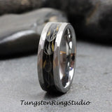 Hammer Dandelion Seed Silver Gray Polish Tungsten Carbide Ring