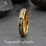 Matching 18K Gold Leaf  Carbide Ring Set
