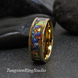 Tide Dye Dichrolam Polish Yellow Gold Tungsten Carbide Ring