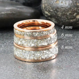 German Glass Flat Rose Gold Tungsten Carbide Ring 4mm 6 mm 8mm