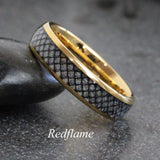 Wedding Dress Inlay yellow gold Tungsten Carbide Ring 4 mm 6 mm 8 mm- Custom Order