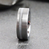 Wedding dress fabric Tungsten Carbide Ring 6 mm 8 mm- Custom Order