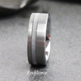 Wedding Dress Inlay Tungsten Carbide Ring 6 mm 8 mm- Custom Order