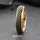 Wedding Dress Inlay yellow gold Tungsten Carbide Ring 4 mm 6 mm 8 mm- Custom Order