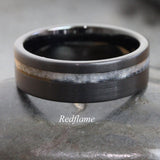 Wedding Dress Inlay Ring Black Tungsten Carbide Ring 6 mm 8 mm- Custom Order