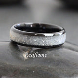 Wedding Dress scrap Inlay Black Tungsten Carbide Ring- Custom Order