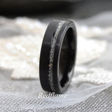 Wedding Dress Fabric Inlay Black Tungsten carbide Ring 6 mm 8 mm- Custom order