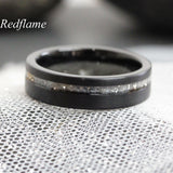 Wedding Dress Fabric Inlay Black Tungsten carbide Ring 6 mm 8 mm- Custom order