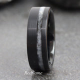 Wedding Dress Inlay Ring Black Tungsten Carbide Ring 6 mm 8 mm- Custom Order
