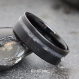 Wedding Dress Inlay Ring Black Tungsten Carbide Ring 6 mm 8 mm- Custom Order