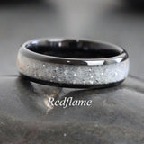 Wedding Dress Inlay Ring Black Tungsten Carbide Ring 4 mm 6 mm 8 mm- Custom Order