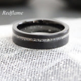 Wedding Dress Fabric Inlay Black Tungsten Carbide Ring- Custom Order