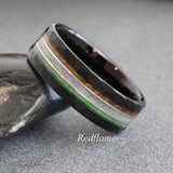 Wedding Dress Inlay, whiskey barrel, green quartz tungsten carbide ring- custom Order
