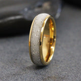 Wedding Dress Inlay yellow gold Tungsten Carbide Ring 4 mm 6 mm 8 mm- Custom Order