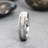 Wedding Dress fabric Inlay beveled Tungsten Carbide Ring 4 mm 6 mm 8 mm- Custom Order