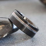 Rose Gold Accent Wedding Dress Inlay Tungsten Carbide Ring- Custom Order