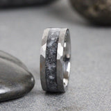 Wedding Dress fabric Inlay Hammered Tungsten Carbide Ring- Custom Order
