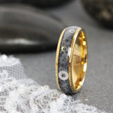 Gold Wedding Dress Fabric Inlay Tungsten Band, Custom Order