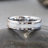 Wedding Dress fabric Inlay Beveled Tungsten Carbide Ring- Custom Order