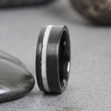 Wedding Dress Fabric Inlay Black Tungsten Carbide Ring- Custom Order