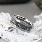 Wedding Dress fabric Inlay Hammered Tungsten Carbide Ring- Custom Order