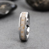 Wedding Dress fabric Inlay Gold leaf Tungsten Carbide Ring- Custom Order