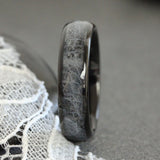 Wedding Dress scrap Inlay Black Tungsten Carbide Ring- Custom Order