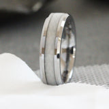 Wedding Dress fabric Inlay beveled Tungsten Carbide Ring 4 mm 6 mm 8 mm- Custom Order