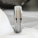 Wedding Dress fabric Inlay beveled Tungsten Carbide Ring 4 mm 6 mm 8 mm- Custom Order