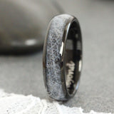 Wedding Dress scrap Inlay Black Tungsten Carbide Ring- Custom Order