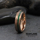 Geen Emeral Hammered Rose Gold Tungsten Carbide Rings - Custom Order