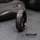 Distressed Hammer Alexandrite Crushed Black Tungsten Carbide Rings - Custom Order