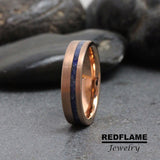 Blue Sapphire Stone Natural Crushed Rose Gold Tungsten Carbide Rings - Custom Order