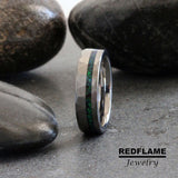 Black Opal Hammered Silver Gray Tungsten Carbide Rings - Custom Order