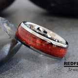 Bloodwood Silver Gray Tungsten Carbide Rings - Custom Order